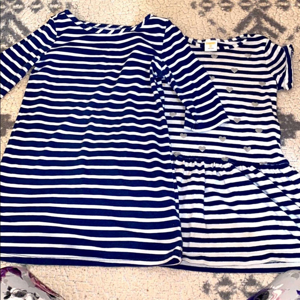 Navy blue striped dress bundle.